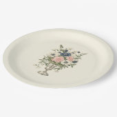  ivoor roze blauw mauve groene bloemen papieren bordje (Gekanteld)