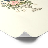 ivoor roze blauw mauve groene bloemen poster (Hoek)