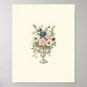 ivoor roze blauw mauve groene bloemen poster (Voorkant)