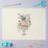  ivoor roze blauw mauve groene bloemen tissuepapier (Craft)