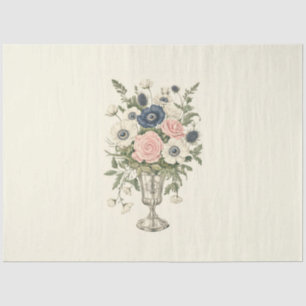  ivoor roze blauw mauve groene bloemen tissuepapier