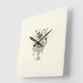 ivoor roze blauw mauve groene bloemen vierkante klok (Hoek)