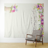 Ivoor & Roze Bloemen Bruids Fotocabine Achtergrond Wandkleed (In Situ (horizontaal))