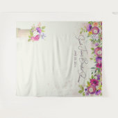 Ivoor & Roze Bloemen Bruids Fotocabine Achtergrond Wandkleed (Voorkant (horizontaal))