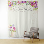 Ivoor & Roze Bloemen Bruids Fotocabine Achtergrond Wandkleed (In situ)