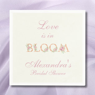 Ivoor Roze Bloemige Liefde is in Bloei Bruids Bru Servet