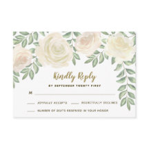 Ivoor Roze Champagne Bloem Bruiloft RSVP Kaarten