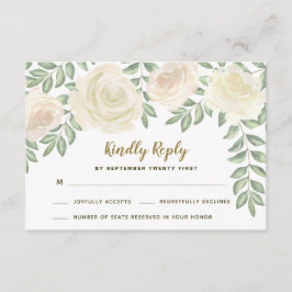 Ivoor Roze Champagne Bloem Bruiloft RSVP Kaarten