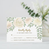 Ivoor Roze Champagne Bloem Bruiloft RSVP Kaarten (Staand voorkant)