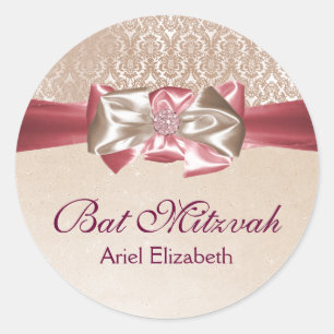 Ivoor Roze Damast Bat Mitzvah Label