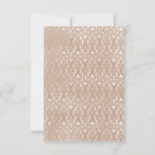 Ivoor Roze Damast RSVP Kaart (Achterkant)