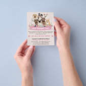 Ivoor Roze Eenvoudige Bloemen Geïllustreerde Hond  Flyer (Hand)