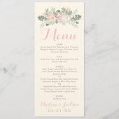 Ivoor Roze en Goud Bloem Boho Trouwdiner Menu (Voorkant)