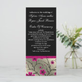 Ivoor roze en zwarte bloemen Wedding programma Programmakaart (Staand voorkant)