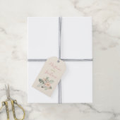 Ivoor Roze Goud Bloem Boho Monogram Trouwgunst Cadeaulabel (Met Touw)