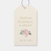 Ivoor Roze Goud Bloem Boho Monogram Trouwgunst Cadeaulabel (Achterkant)