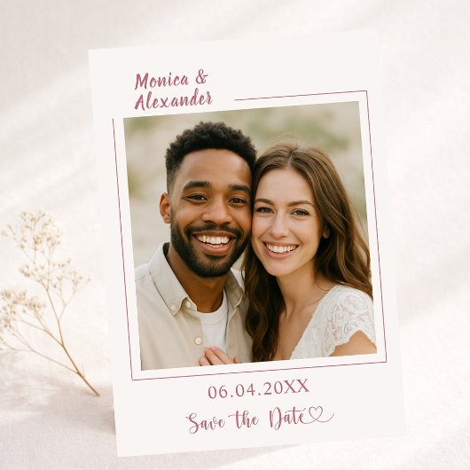 Ivoor roze goud foto bruiloft Save the Date Flyer