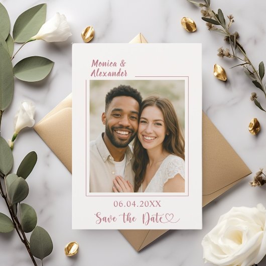 Ivoor roze goud foto trouw Save the Date