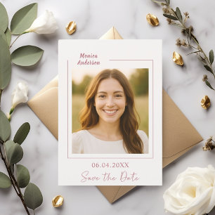Ivoor roze gouden foto verjaardag save the date