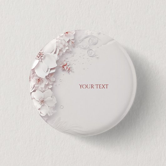 Ivoor Roze Roze Bloem Knop Ronde Button 3,2 Cm (Voorkant)