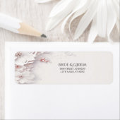 Ivoor Roze Roze Bloem Retour Adreslabel Etiket (Insitu)