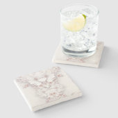 Ivoor Roze Roze Bloem Stenen Onderzetter (Zijkant)