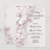 Ivoor Roze Roze Bloem Verlovingsfeest Kaart (Voorkant / Achterkant)