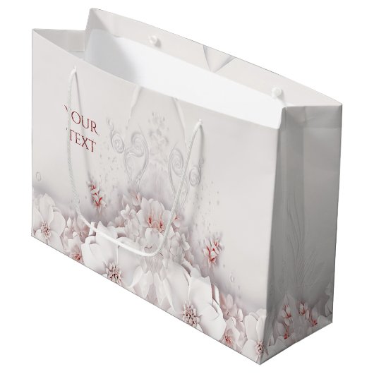 Ivoor Roze Roze Bloemenkadozak Groot Cadeauzakje (Voorkant Gekanteld)