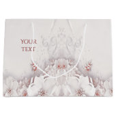 Ivoor Roze Roze Bloemige Cadeautas (Voorkant)