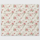 Ivoor Roze Rozen Bloem Bruidsdouche Cadeaupapier (Vlak)
