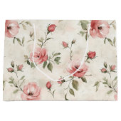 Ivoor Roze Rozen Bloemen Bruiloft Groot Cadeauzakje (Voorkant)