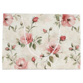 Ivoor Roze Rozen Bloemige Trouw Groot Cadeauzakje (Achterkant)