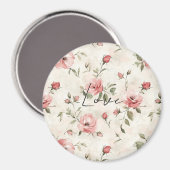 Ivoor Roze Rozen Bloemige Trouw Magneet (Voorkant / Achterkant)