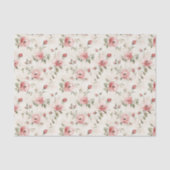 Ivoor Roze Rozen Bloemrijke Bruidsdouche Tissuepapier (Voorkant)