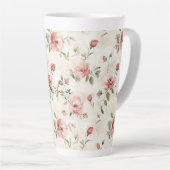 Ivoor Roze Rozen Bloemstuk Latte Mok (Rechterhoek)