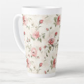 Ivoor Roze Rozen Bloemstuk Latte Mok (Linkerhoek)