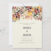 Ivoor roze rozen lelies orchideeën bloemenbruiloft kaart (Voorkant)