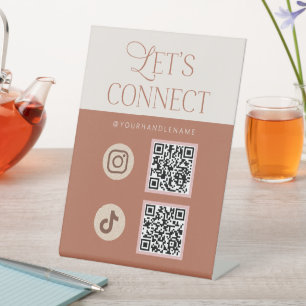 Ivoor Roze Terracotta Laten we contact maken Socia Reclamebord Met Voetstuk