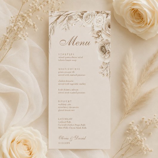 Ivoor Rozen Beige Trouw Menu Kaart