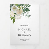 Ivoor Rozen Botanische foto Wit Bloemen Bruiloft Drieluik Uitnodiging (Cover)