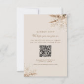 Ivoor Rozen Champagne Beige QR Code Huwelijksreact RSVP Kaartje (Voorkant)