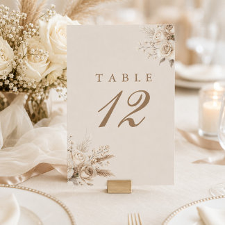Ivoor Rozen Champagne Beige Trouw Tafel Nummer Kaart
