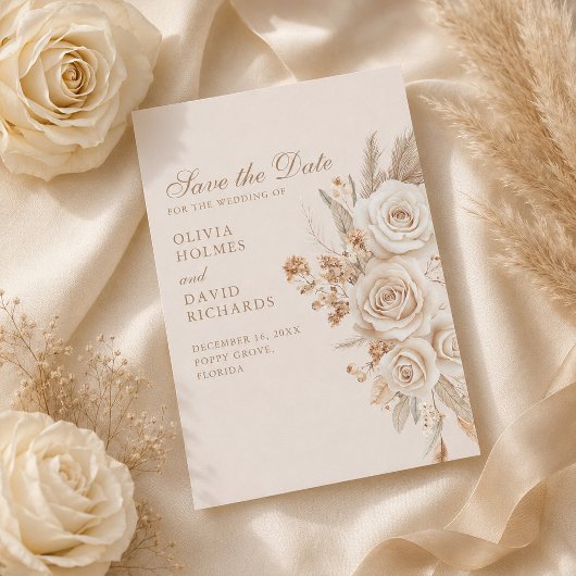 Ivoor Rozen Neutrale Save the Date