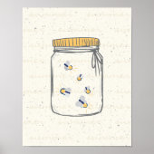 Ivoor Ruw Schets Vuurvliegen in Mason Jar Poster (Voorkant)