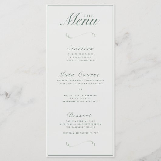 Ivoor & Sage Dubbelzijdig Trouwdiner / Bar Menu (Voorkant)