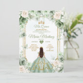 Ivoor & Sage Groene Bloemen Mis Quince Verjaardag Kaart (Staand voorkant)