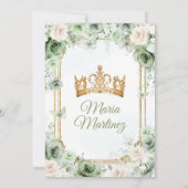 Ivoor & Sage Groene Bloemen Mis Quince Verjaardag Kaart (Achterkant)