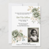 Ivoor Sage groene Rozen Bloemen 80ste verjaardag F Kaart (Voorkant)