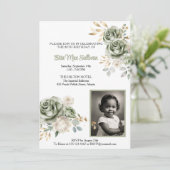 Ivoor Sage groene Rozen Bloemen 80ste verjaardag F Kaart (Staand voorkant)