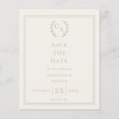 Ivoor saliegroen budget bruiloft Save the Date Flyer (Voorkant)